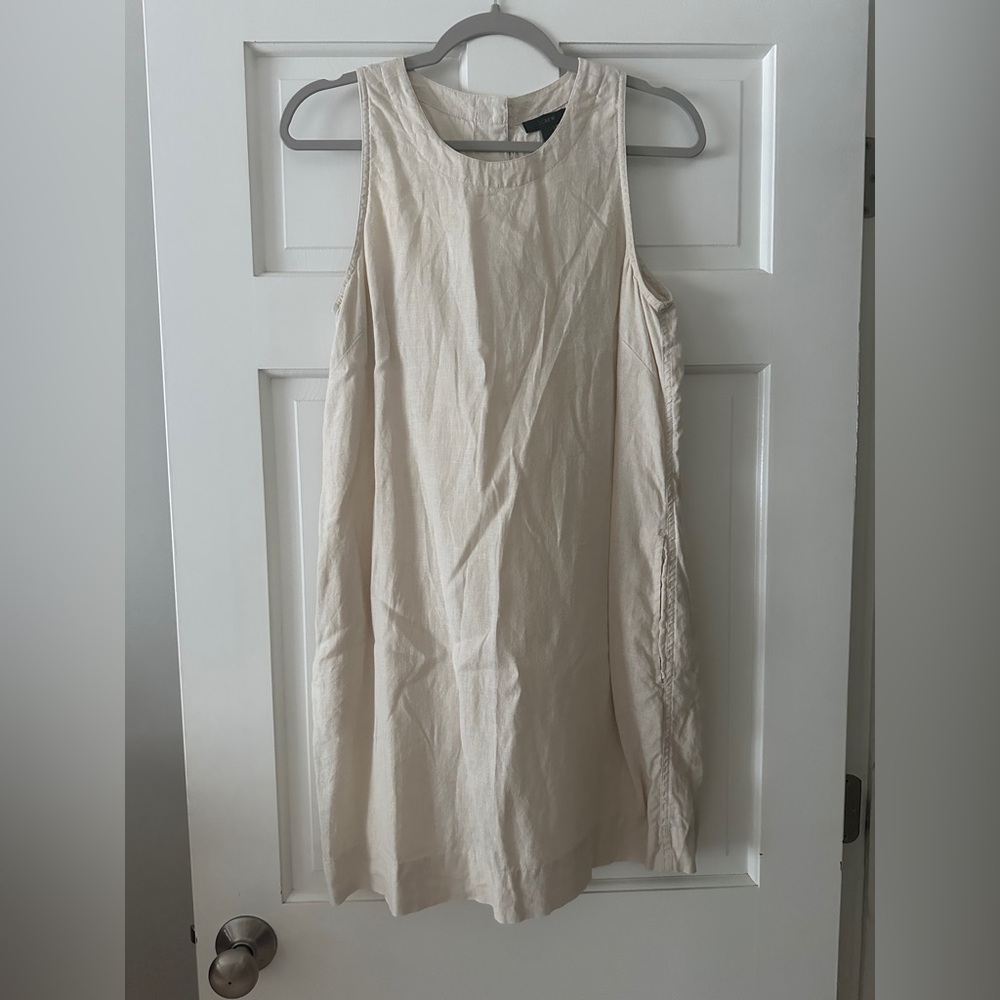 J. Crew 100% Linen Maxine Button-Back Sleeveless Shift Mini Dress